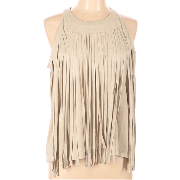 Chico's Tops - Chico’s Fringe Knit Top Faux Suede Size 2 (US Large)